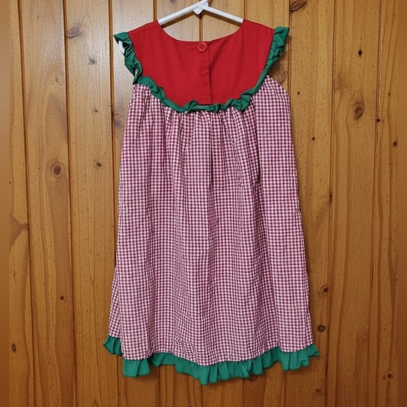 Little Lovely Designs Watermelon Dress Sz 5-6 Red Gingham - Picture 4 of 5